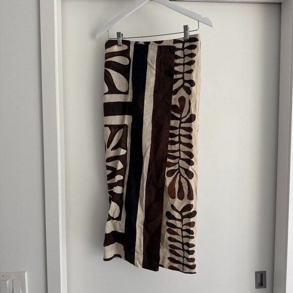 Zara Brown Patterned Wrap Skirt - Picture 1 of 4